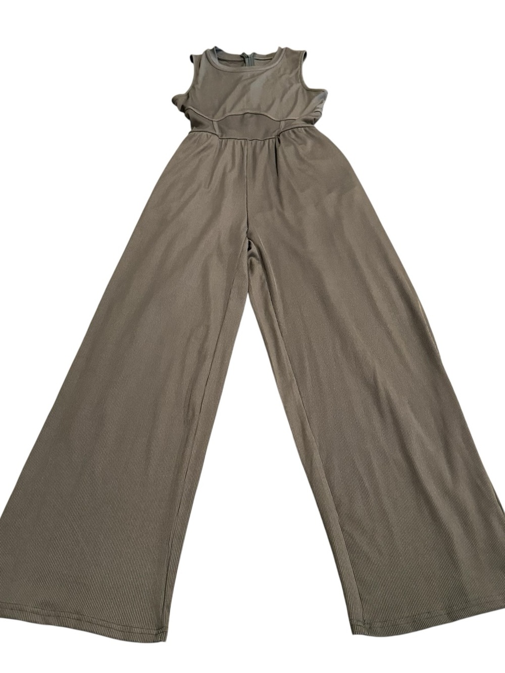 Cider Women’s Gray Wide Legged High Waist Sleeveless Ribbed Jumpsuit Long NWT M